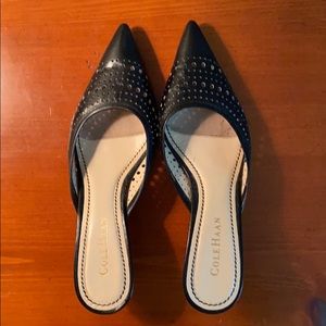 Cole Haan black slides, kitten heel, size 7.5